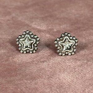 Brighton Star Crystal Stud Earrings — Silver Sparkle Celestial Charm